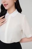  Áo sơ mi nữ màu trắng ngắn tay THFWSS037 chất vải thạch anh mềm mát 