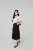  Áo sơ mi nữ màu trắng ngắn tay THFWSS037 chất vải thạch anh mềm mát 