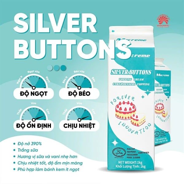 Topping Macreme Silver Buttons 1L - 12h/T