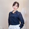 Áo sơ mi vải tơ style Hàn D305 / XANH ĐẬM