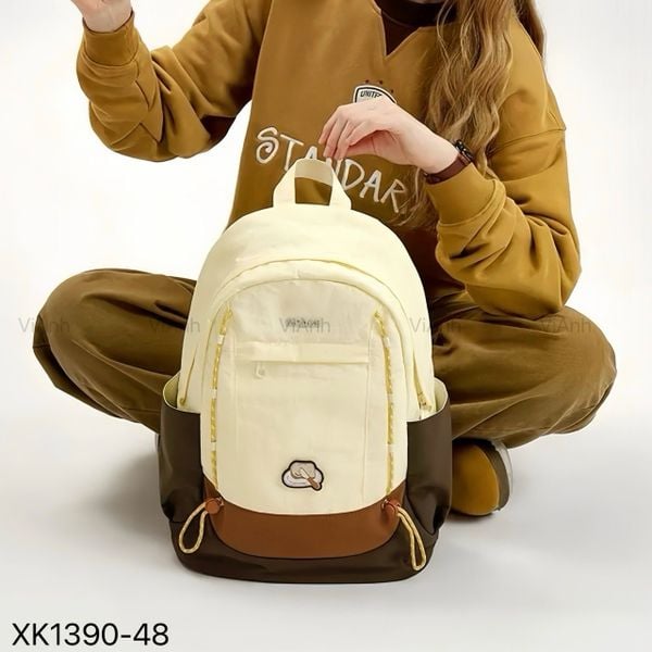 Balo B90 Mr.ACE vải dù XK1390 / 30x40 / TRẮNG PHỐI NÂU