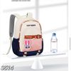 Balo vải dù charm thỏ S514 / 29 X 42 / TRẮNG PHỐI XANH HỒNG