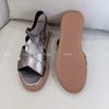 Dép da thật đế xuồng ( phom to chốt lùi 1 size) style Âu Mỹ / BẠC