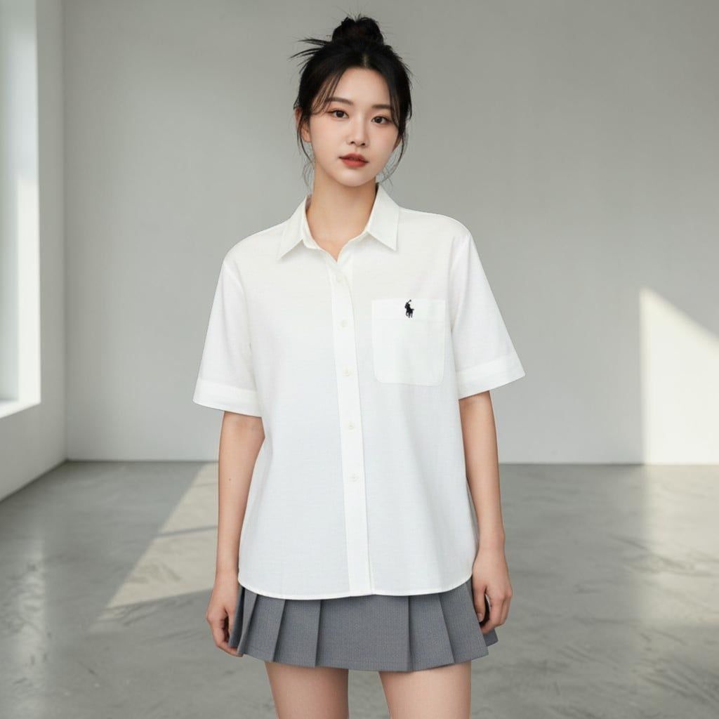 Áo sơ mi ngắn tay style Hàn H128 / TRẮNG