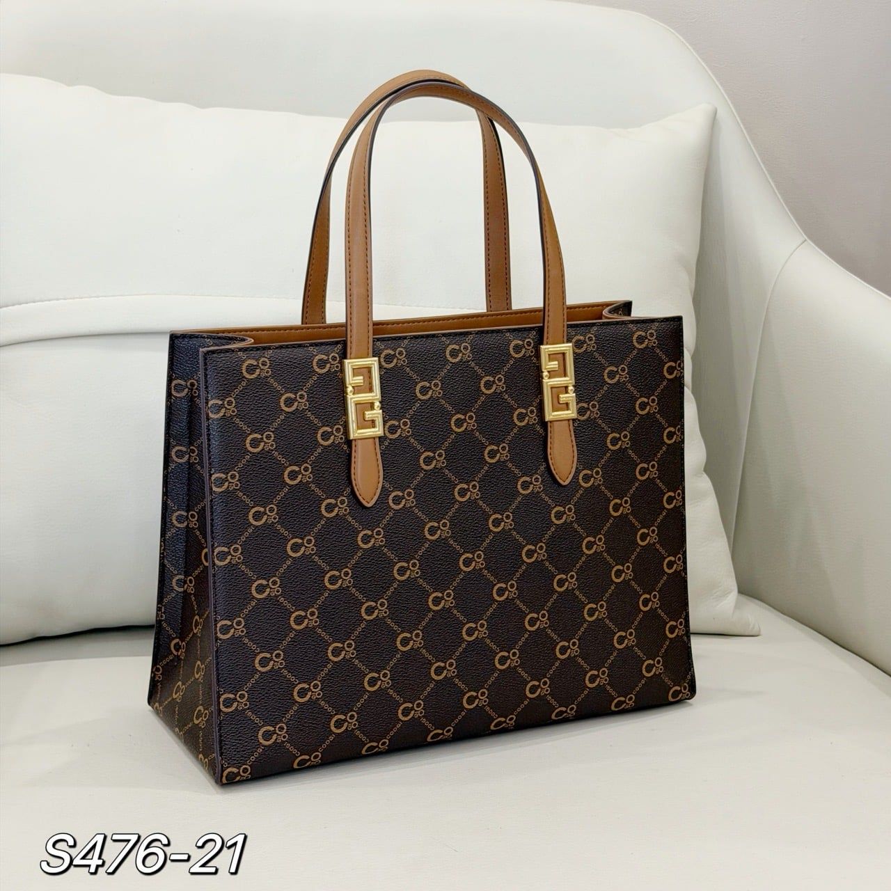 Túi xách tay Coogi / 30x23 / NÂU KHOÁ ĐỒNG