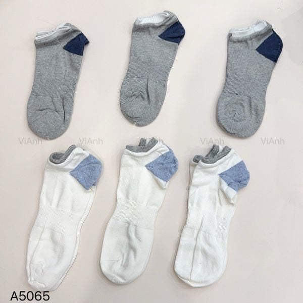 SÉT 6 đôi tất cổ ngắn viền 2 lớp UNI / / MÀU SÁNG ( H65 )