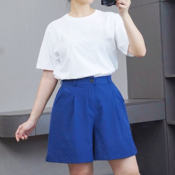 Quần đùi ống rộng Q86 xuất Hàn / Size: S / XANH DƯƠNG