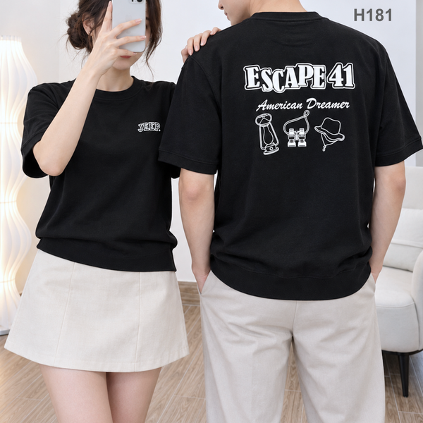 Áo thun ngắn tay in chữ style Hàn H184 H185