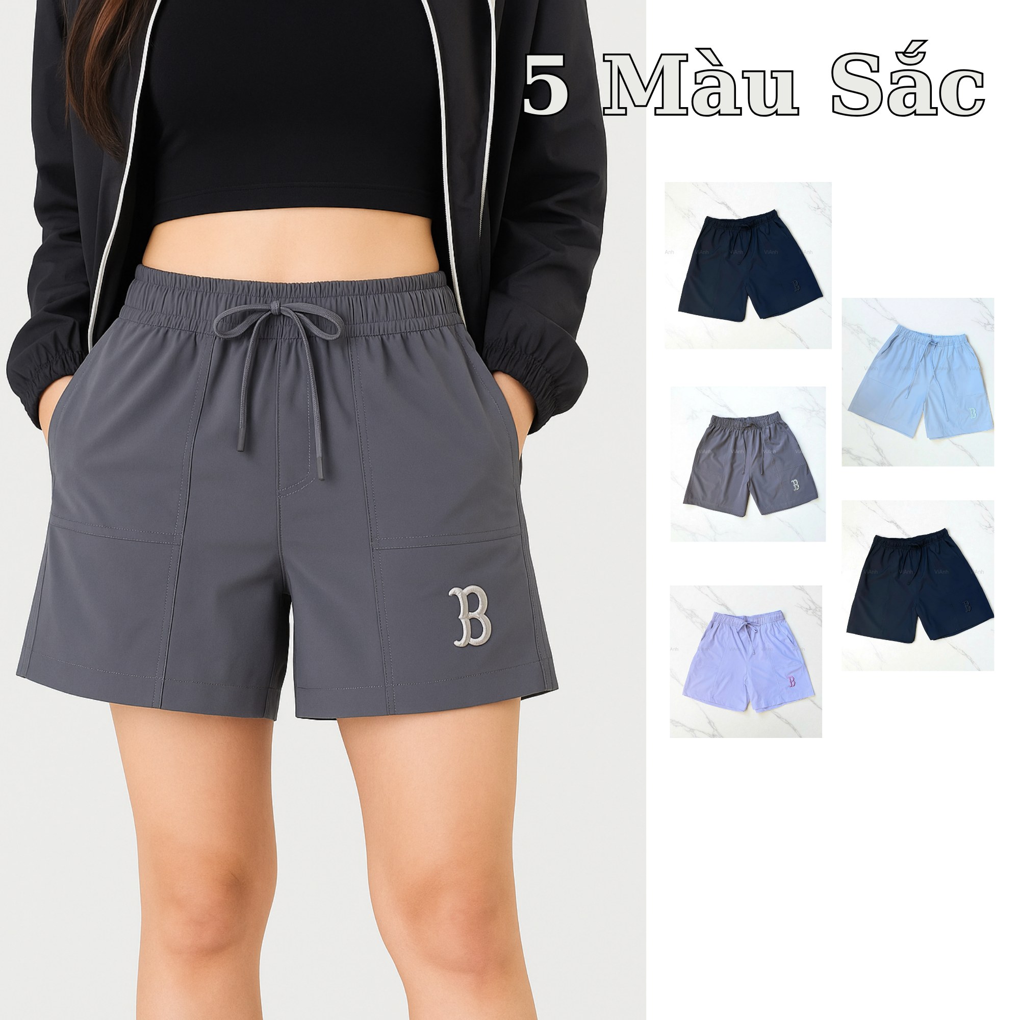 Quần short style Hàn ( Q1 : đen / Q2 : xanh nhạt / Q3 : xám / Q4 : tím / Q5 : xanh xám )