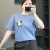 Áo thun A45 phom suông in thêu gấu style Hàn A6145 / XÁM XANH