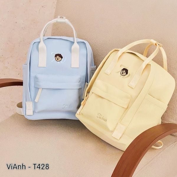 Balo xinh thêu gấu vải chống thấm 24X29CM