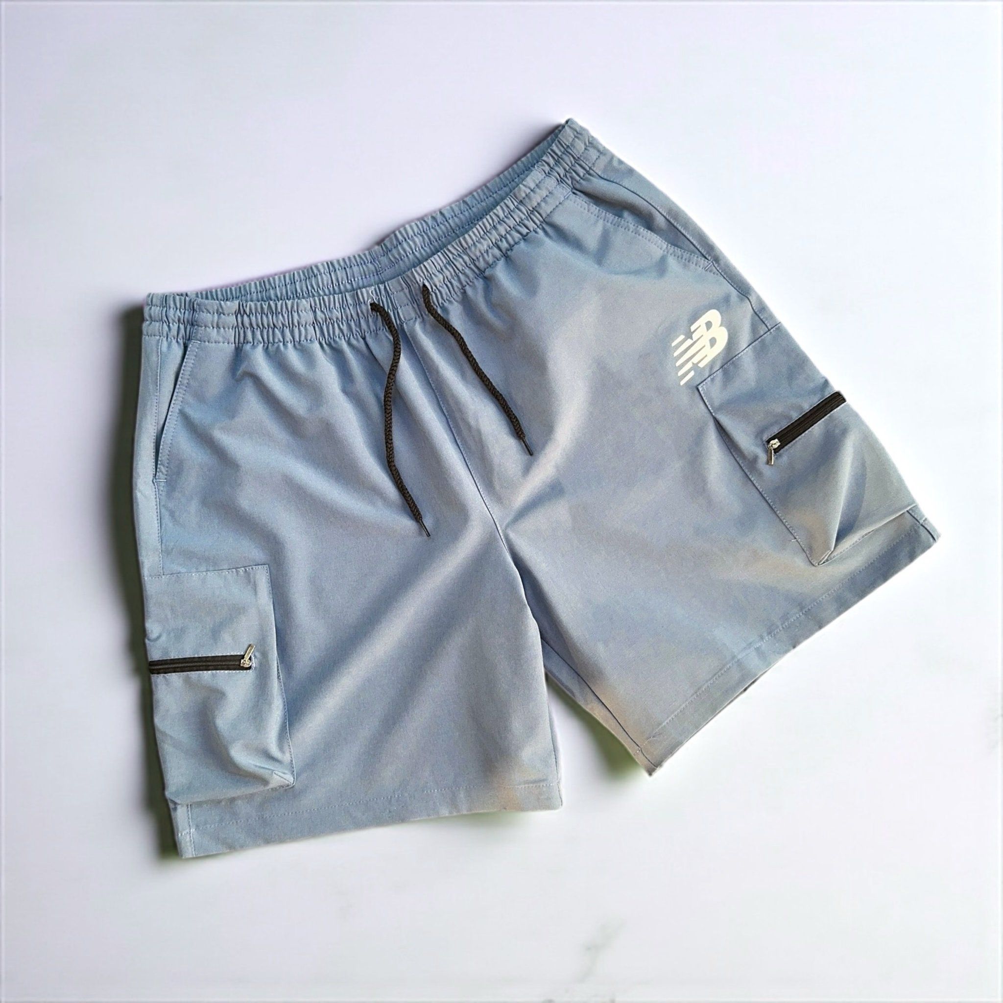 Quần short túi hộp có khoá NB / XANH XÁM Q80