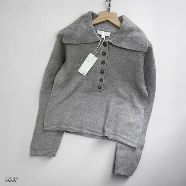 Áo len dài tay có cổ H369 / XÁM