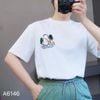 Áo thun A46 phom suông in thêu gấu style Hàn A6146 / TRẮNG