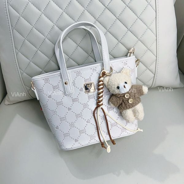 Túi S48T tote mini Happy Heart phom cánh dơi CĐC, CHR S48-48 / m27 đ21 c19 / TRẮNG