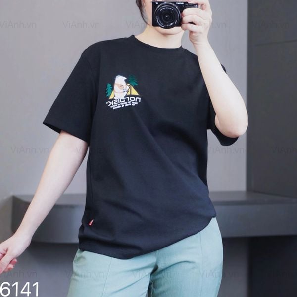 Áo thun A41 phom suông in thêu gấu style Hàn A6141/ ĐEN
