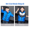 Set 2 áo Bông Lông Vũ ( áo khoác + gile ) Style Hàn ( XANH : V1 / ĐỎ : V2 / GHI : V3 / TÍM : V4)