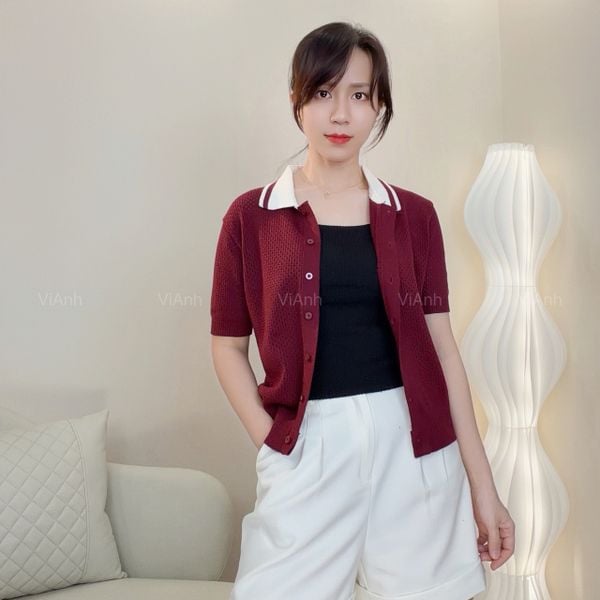 Áo len ngắn tay có cổ / D218 D219 D220