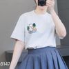 Áo thun A47 phom suông in thêu gấu style Hàn A6147 / XÁM BE