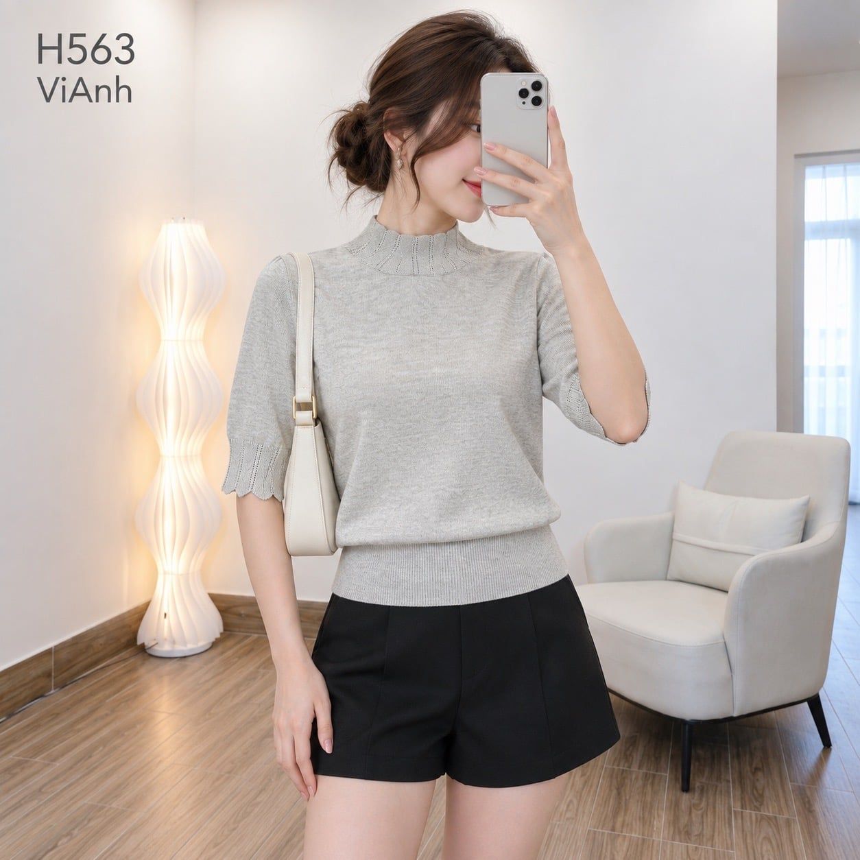 Áo len ngắn tay dệt kim style US UK H563