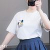 Áo thun A47 phom suông in thêu gấu style Hàn A6147 / XÁM BE