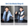 Set 2 áo Bông Lông Vũ ( áo khoác + gile ) Style Hàn ( XANH : V1 / ĐỎ : V2 / GHI : V3 / TÍM : V4)