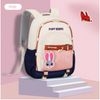 Balo vải dù charm thỏ S514 / 29 X 42 / TRẮNG PHỐI XANH HỒNG