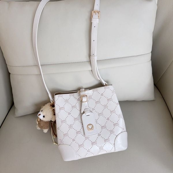 Túi S62 đeo chéo Happy Heart CĐC, CHR S62-48 / 20x20 / TRẮNG