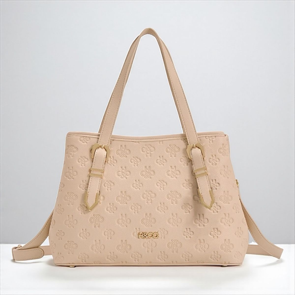 Túi xách T94 style Âu Mỹ phom thang xách tay vân chữ dập chìm CĐC XK1294 / m26 đ31 c22 / TRẮNG KEM