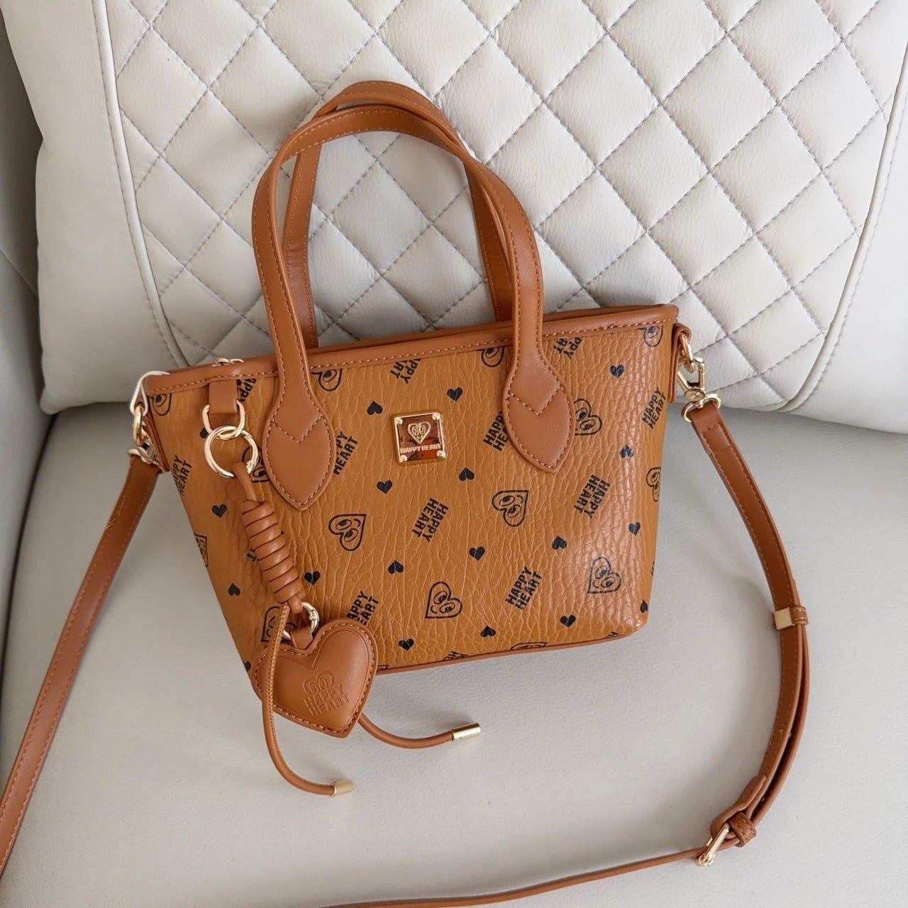 Túi S52N tote mini Happy Heart CĐC, CHR S52-24 / m26 đ20 c17 / NÂU