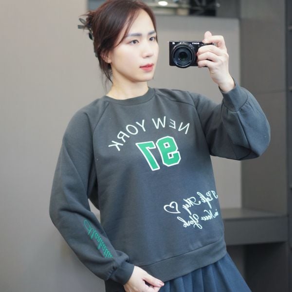 Áo sweater thêu chữ newyork Cotton Classic / XANH ĐẬM