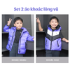Set 2 áo Bông Lông Vũ ( áo khoác + gile ) Style Hàn ( XANH : V1 / ĐỎ : V2 / GHI : V3 / TÍM : V4)