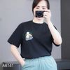Áo thun A41 phom suông in thêu gấu style Hàn A6141/ ĐEN