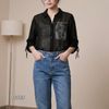 Sơ mi voan tay lửng style Hàn D909 / ĐEN