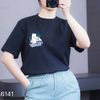 Áo thun A41 phom suông in thêu gấu style Hàn A6141/ ĐEN