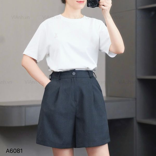 Quần đùi ống rộng xuất Hàn A6081 // ĐEN Q81