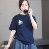 Áo thun A44 phom suông in thêu gấu style Hàn A6144 / XANH THAN