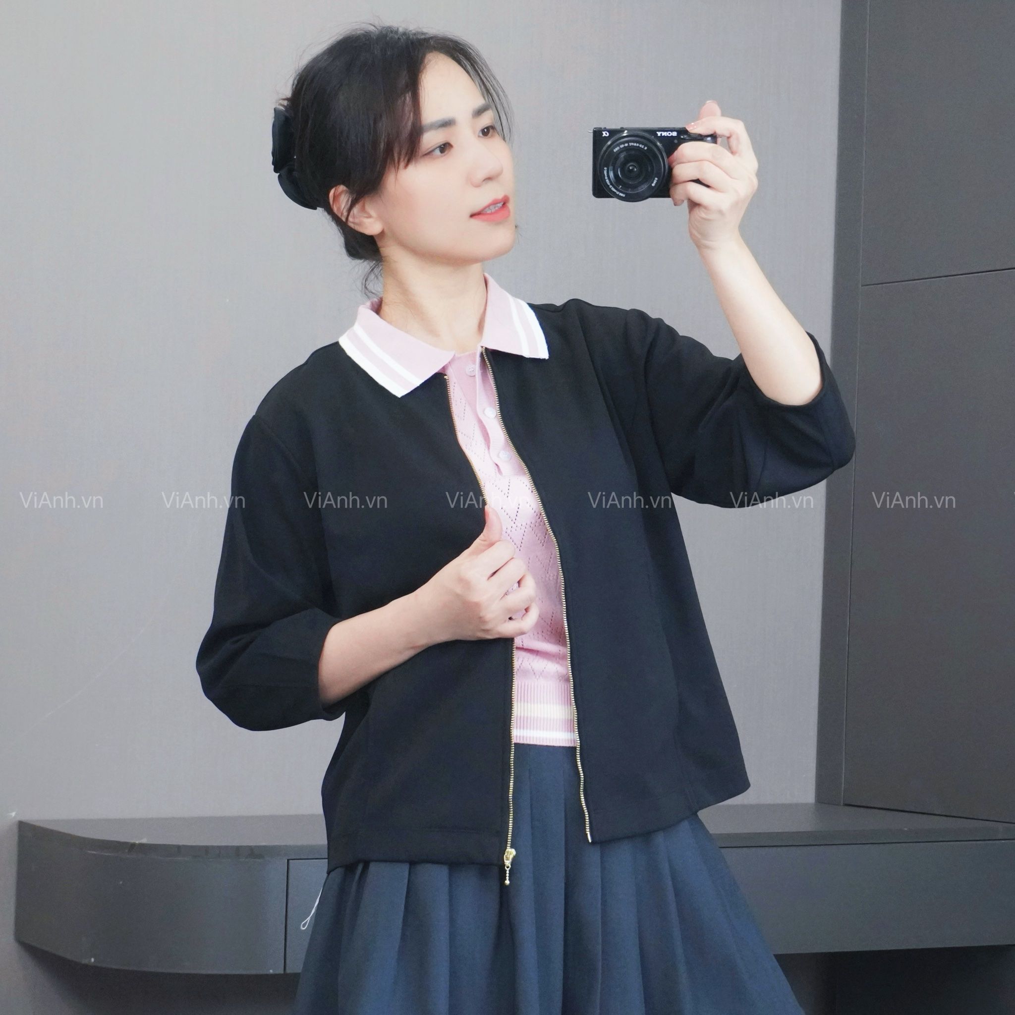 Áo khoác K32 tay lỡ xuất Nhật A6032 / ĐEN