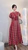 Đầm Váy dài kẻ style US / D500 đỏ kẻ , D501 xanh than