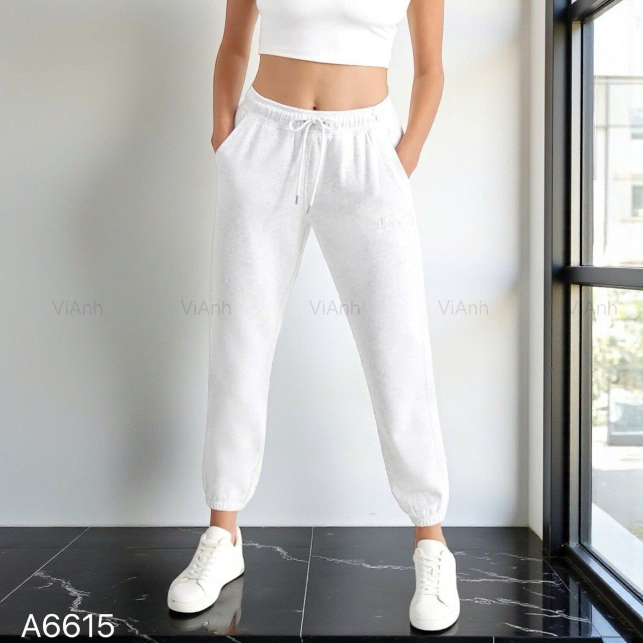 Quần nỉ K15 gấu chun style US UK / XÁM