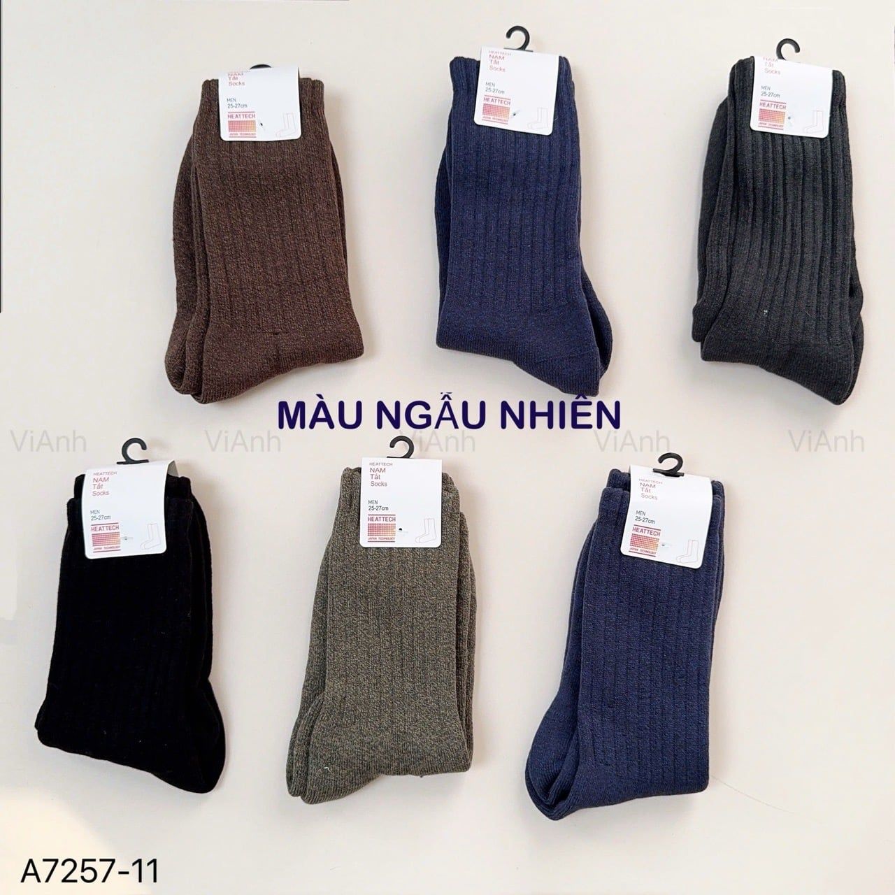 SET 6 đôi tất cổ cao dày Uni / sáng S57 - tối T57