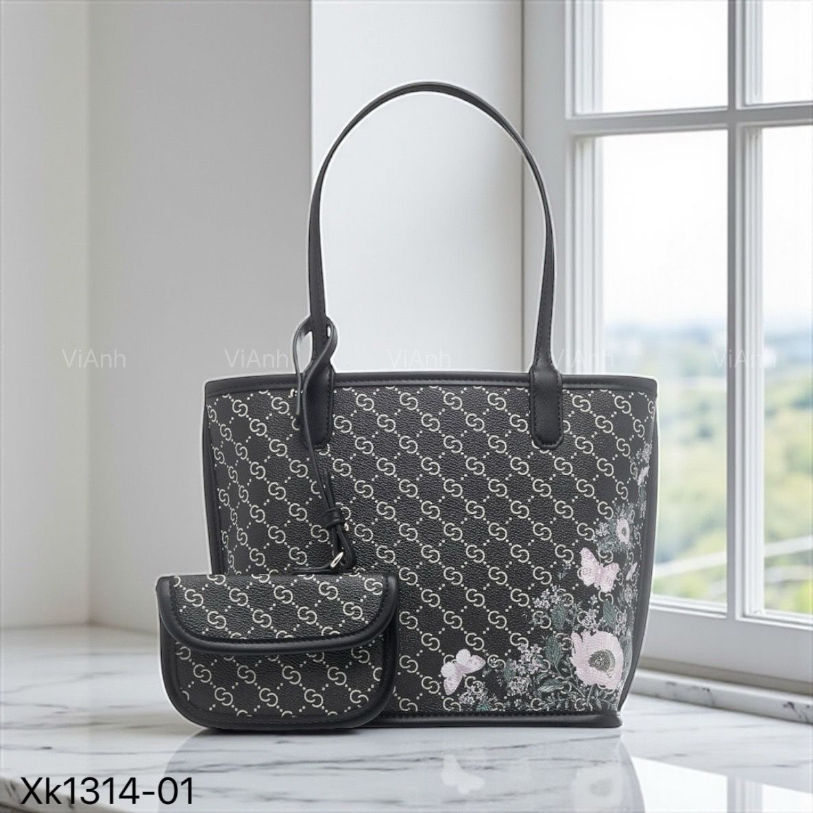 Túi xách C14 style Âu Mỹ phom cánh dơi xách tay CHR ví XK1314 / m28 đ22 c20 / ĐEN