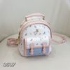 Balo hoạ tiết gấu Teddy S507 / 22 x 24 / TRẮNG XANH VIỀN HỒNG