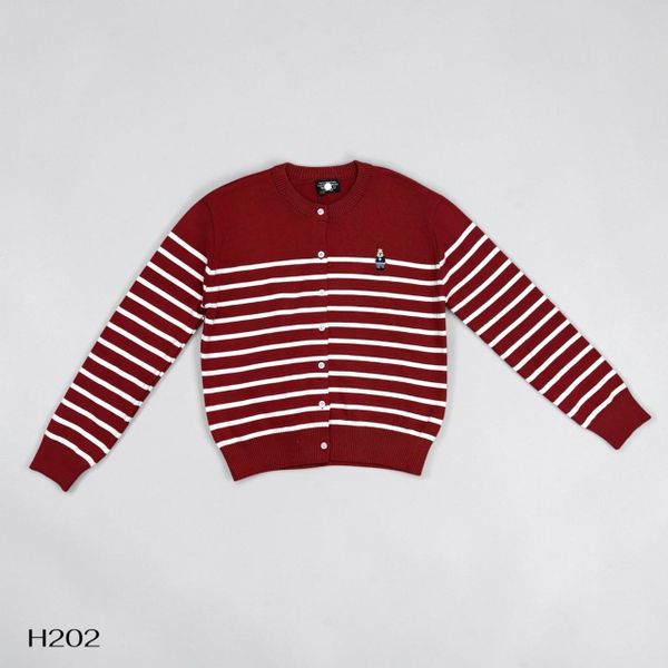 Áo khoác len dài tay kẻ ngang style Hàn