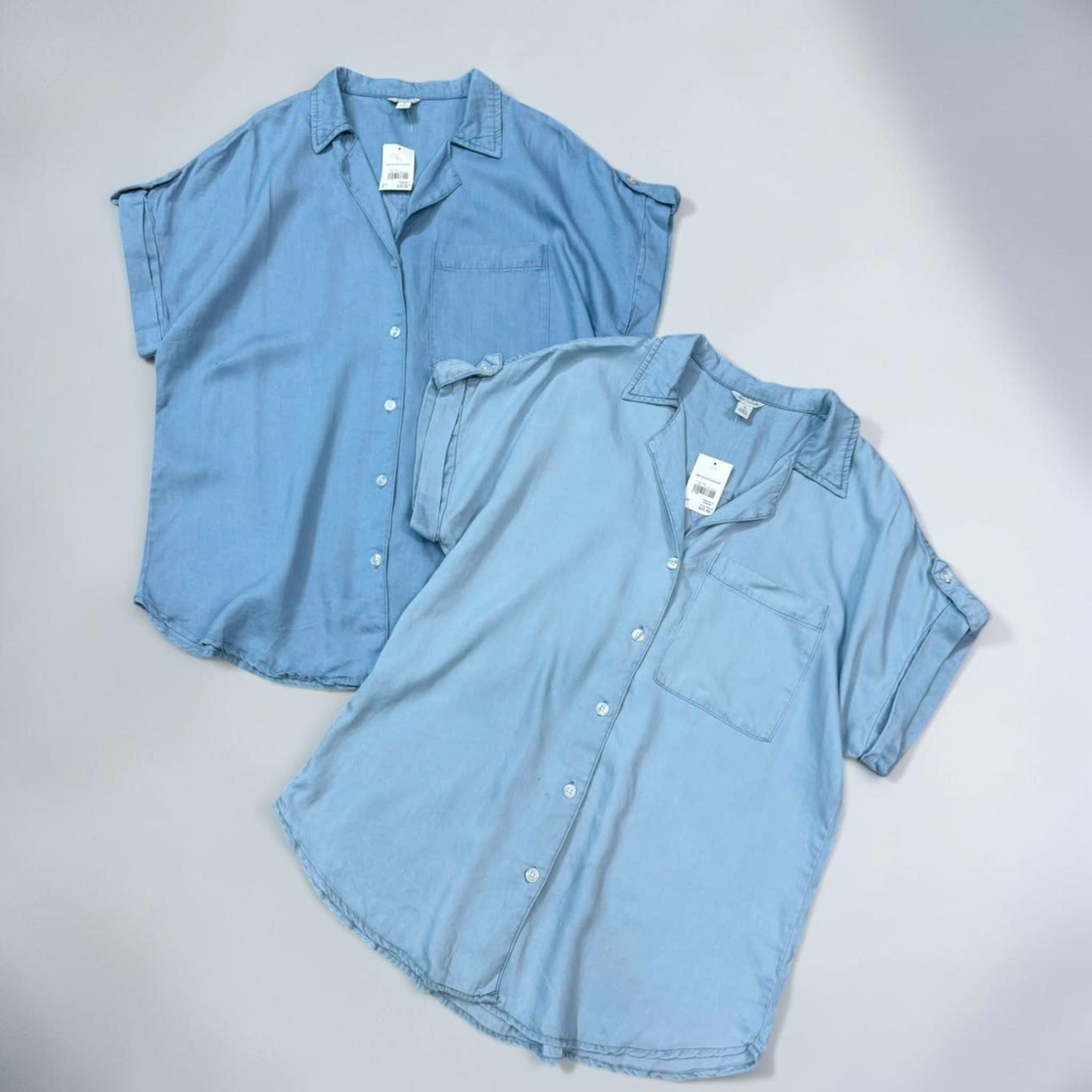 Áo sơ mi ngắn tay kiểu Mỹ / XANH NHẠT ( 2 tone giao ngẫu nhiên )