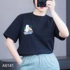 Áo thun A41 phom suông in thêu gấu style Hàn A6141/ ĐEN