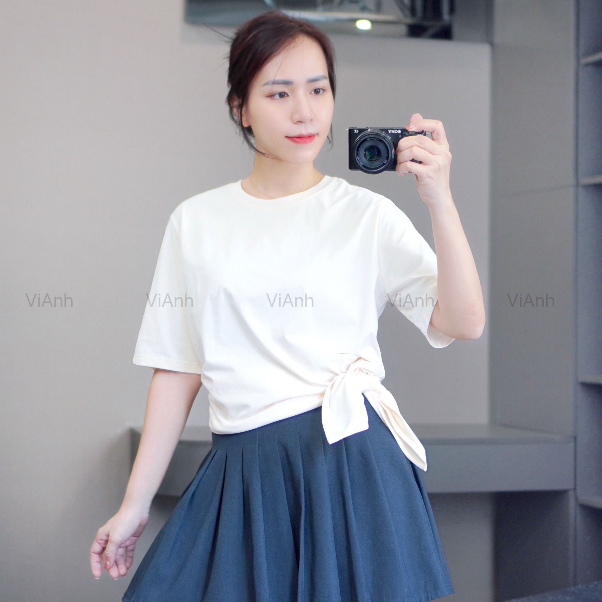 Áo C849 thun nữ dáng dài A4568 / TRẮNG
