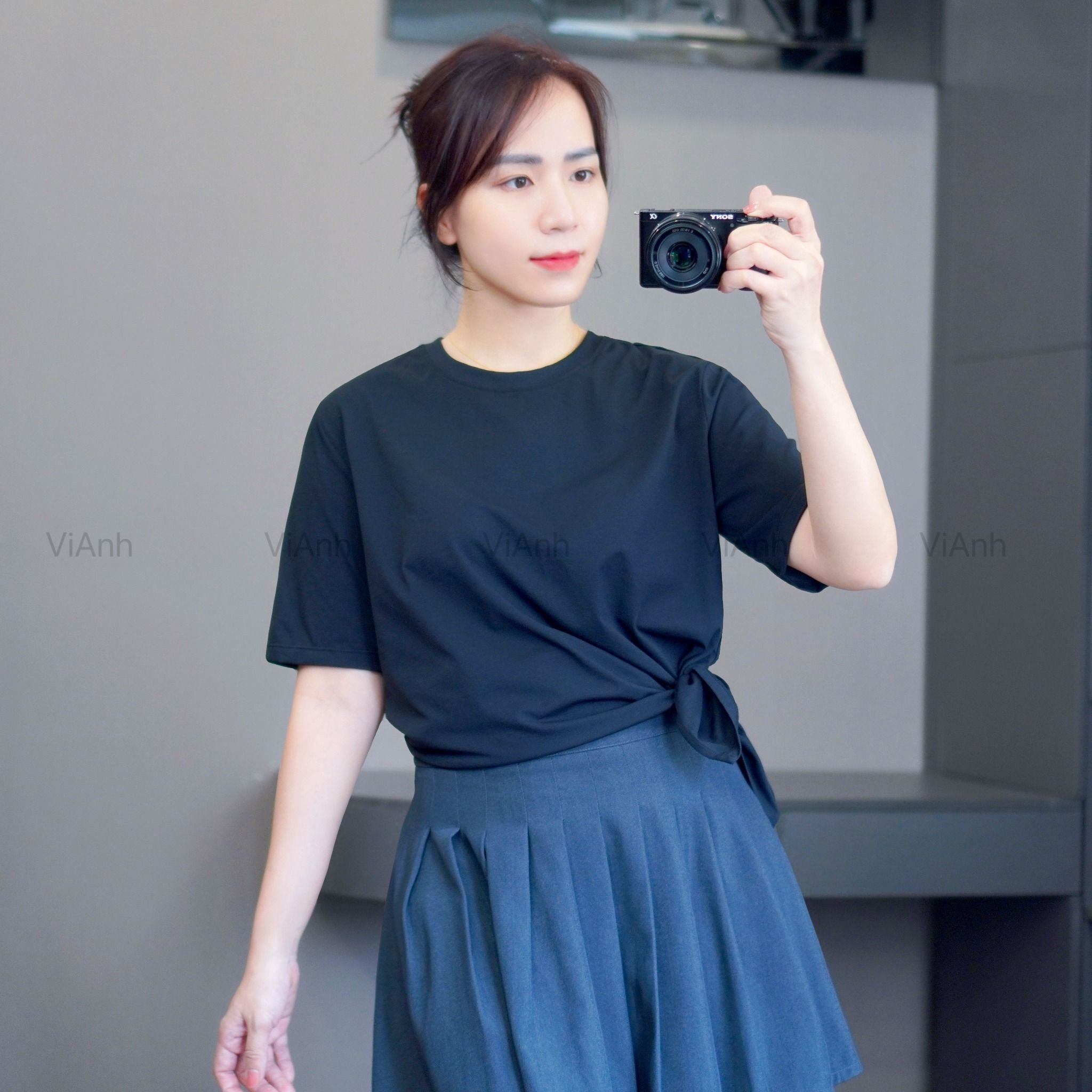 Áo C851 thun nữ dáng dài A4570 / ĐEN