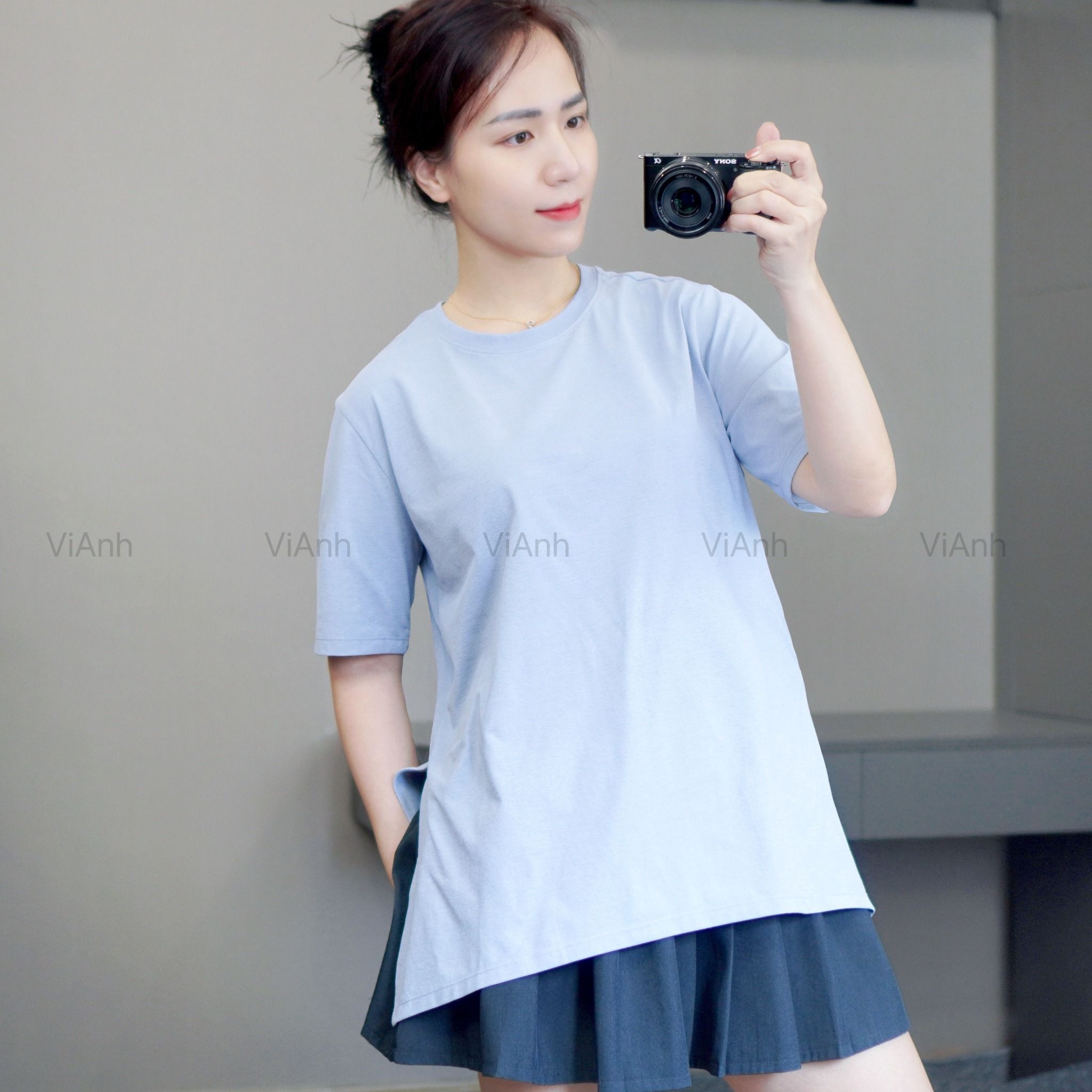Áo C854 thun nữ dáng dài A4574 / TÍM NHẠT