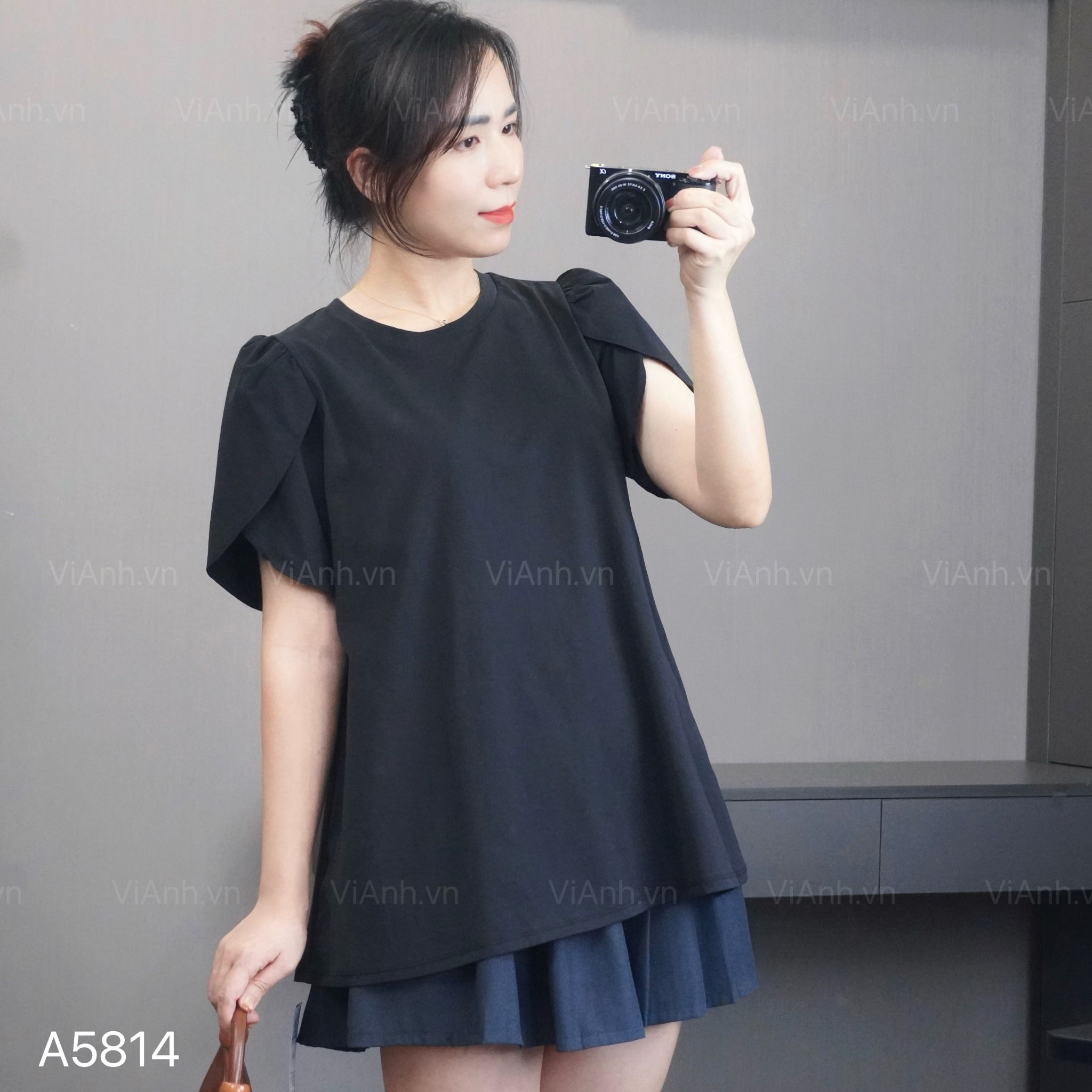 Áo thun tay bồng xuất Nhật / ĐEN B14